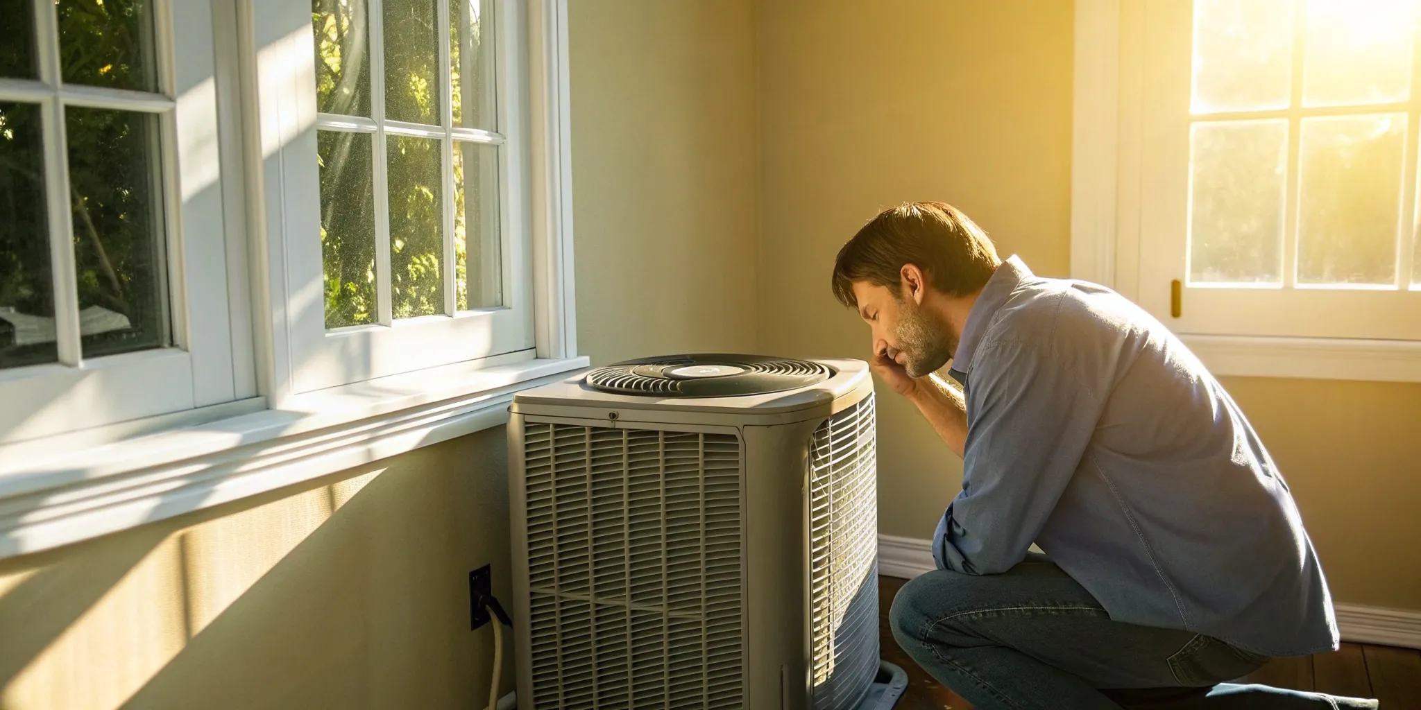 Homeowner troubleshooting why his AC is blowing warm air.