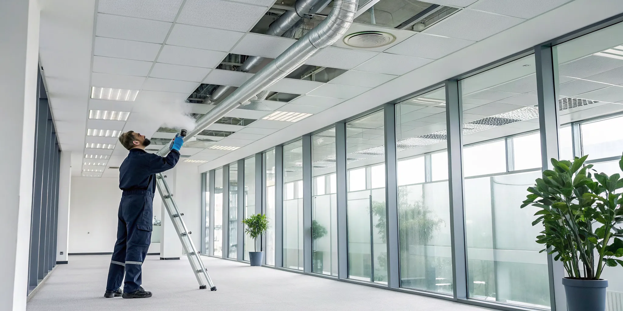 A technician performing air duct sanitization for its health benefits.