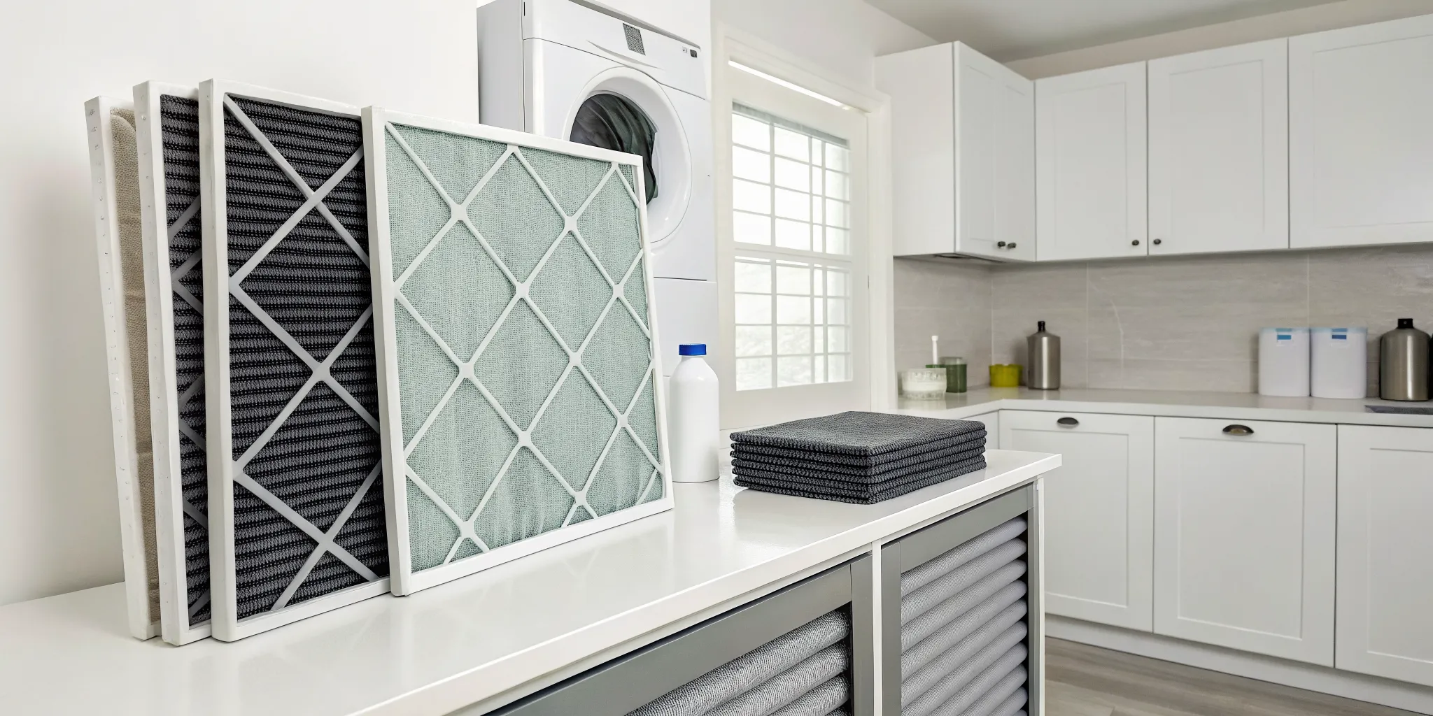 Genuine Aprilaire whole house air purifier replacement filters.