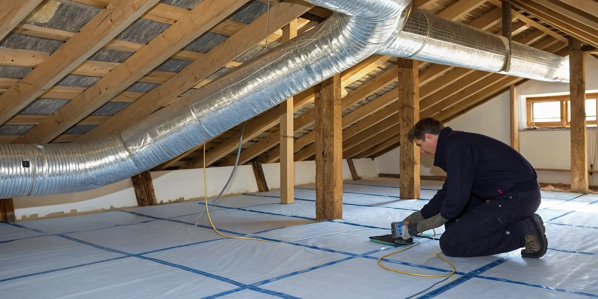 The cost per square foot for replacing ductwork in an attic.