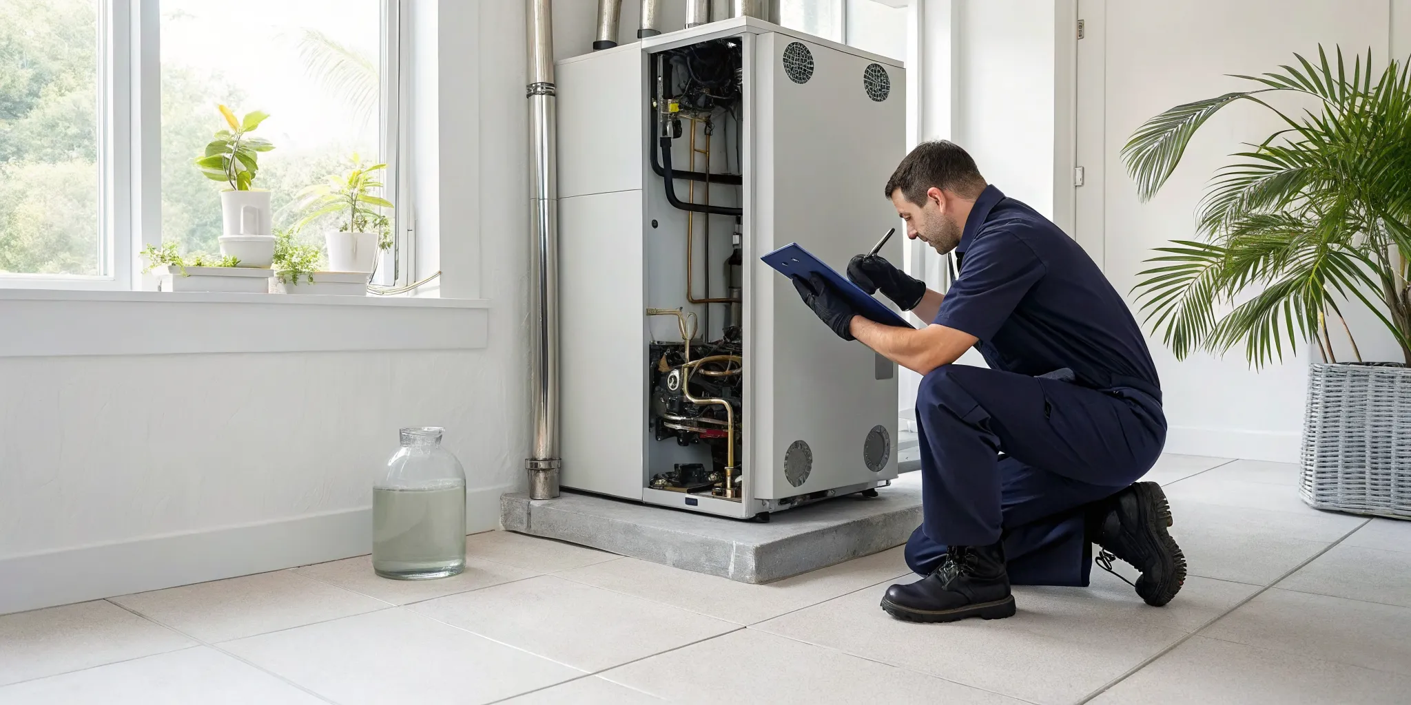 HVAC technician performing a tune-up to prevent costly breakdowns and improve home energy efficiency.
