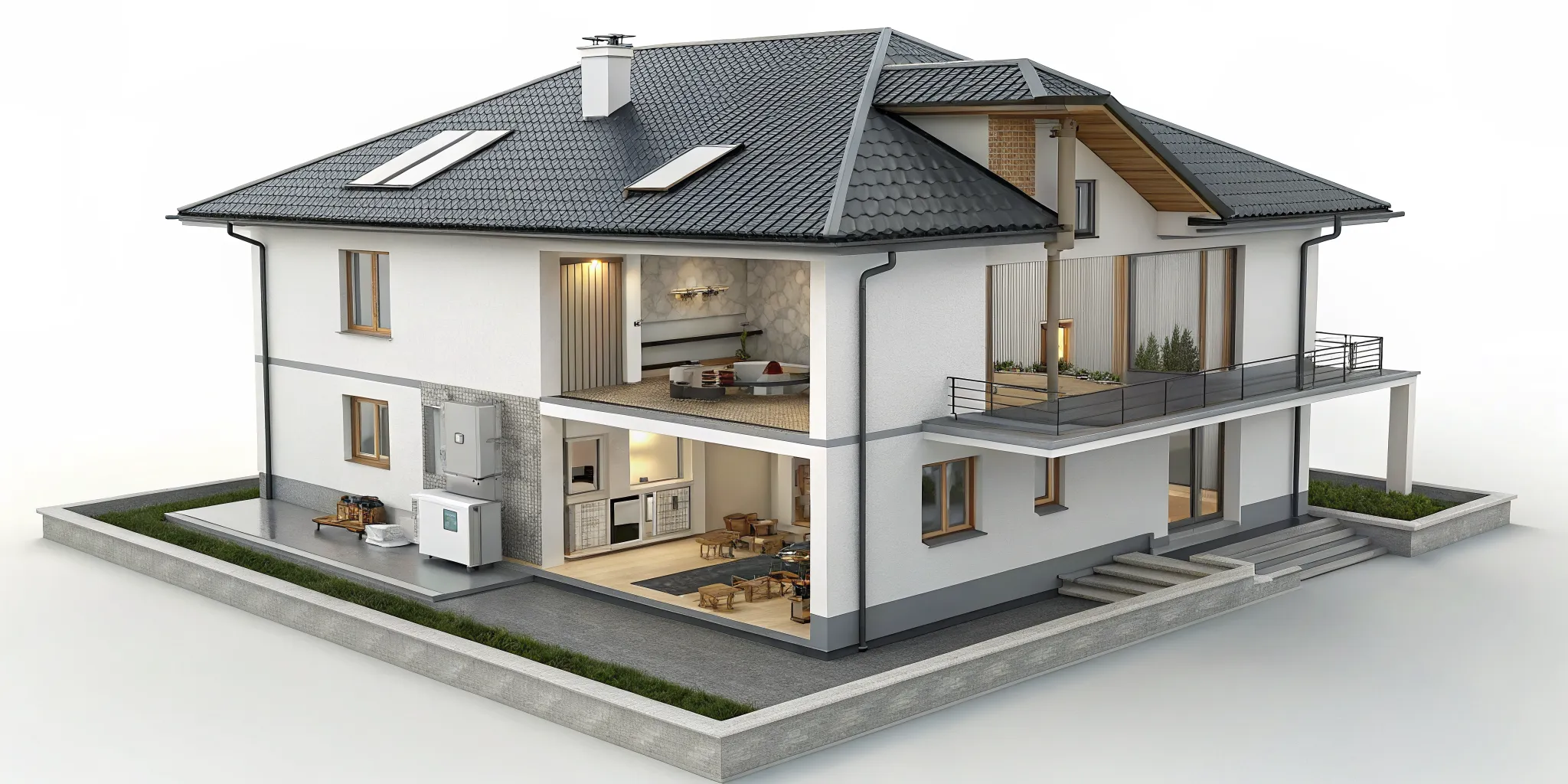 Residential HVAC system diagram showing ductwork and components in a home.