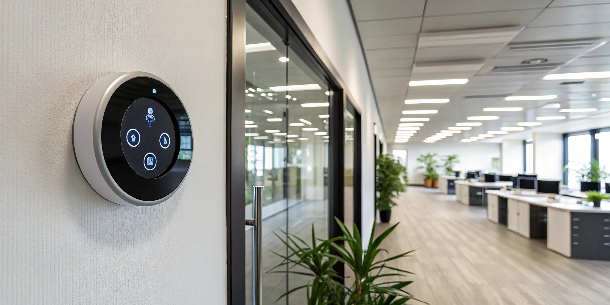 A smart thermostat controlling a home's smart HVAC systems.